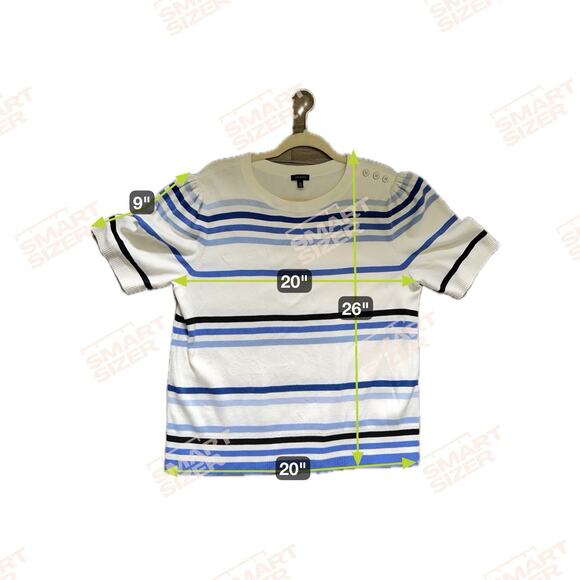 Talbots Womens Sweater XL Cream Oatmeal Blue Striped Knit Short Sleeve - Picture 9 of 9